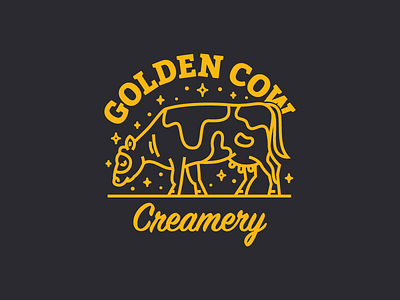 Golden Cow Creamery cow creamery gold golden ice cream illustration line art logo script typography