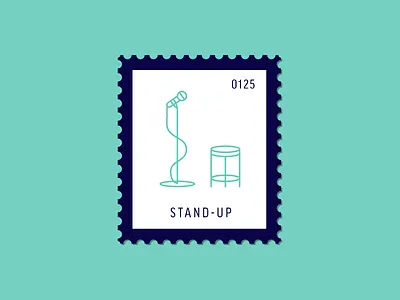 Stand-Up chair comedy daily postage icon illustration microphone postage show stamp stand up vector