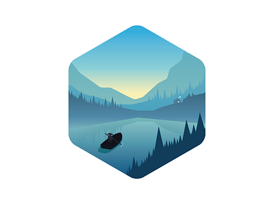 Explore The World 2 adventure boat explore illustration mountains river trees vector