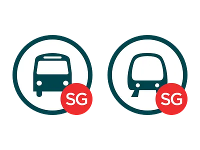 Two logos for two transportation apps bus icon logo metro sg singapore subway train transport transportation