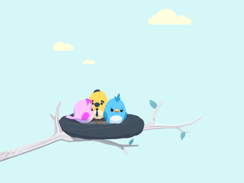Leaving the Nest birds c4d cinema 4d flying gif millennials mograph nest sketch and toon transamerica