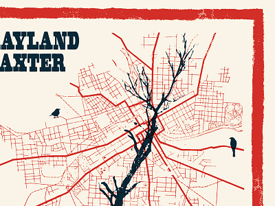 Rayland Baxter Gig Poster Close Up baxter bird gig modern nashville numbered poster rayland screen print streets texture tree