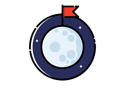 Moon cartoon flat design icon illustration line icon moon natural satellite planet satellite science space start