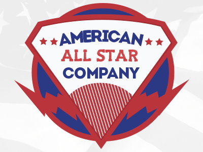 Mockup 3 american badge blue red stars superhero white