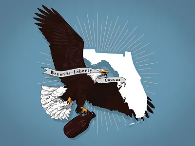 Brewing Liberty Caucus beer blue brewery eagle florida growler illustration