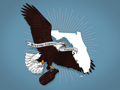 Brewing Liberty Caucus beer blue brewery eagle florida growler illustration