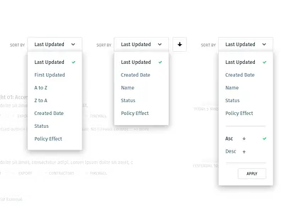 Sort by component dropdown list sort sorting ui ux