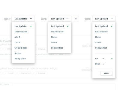 Sort by component dropdown list sort sorting ui ux