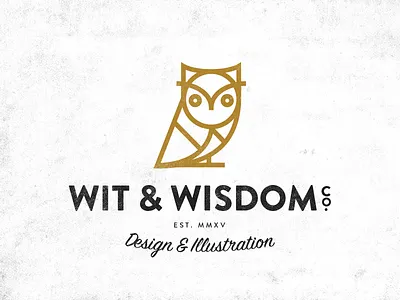 Wit & Wisdom bird design illustration logo owl single stroke wisdom wise wit