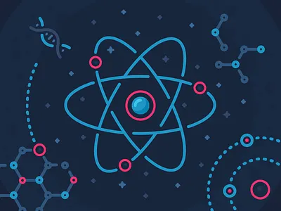 React Illustration atom chemistry core dna electron icon illustration orbit outline physics proton react