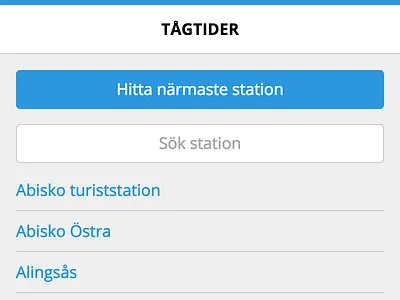 Tågtider v3 button geolocation list search web