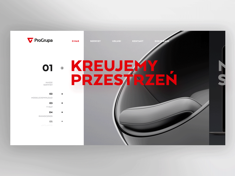 ProGrupa 3d group models portfolio pro red render services sneak peek ui ux white