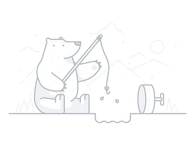 No Results bear fishing ice illustration line mountain no results search