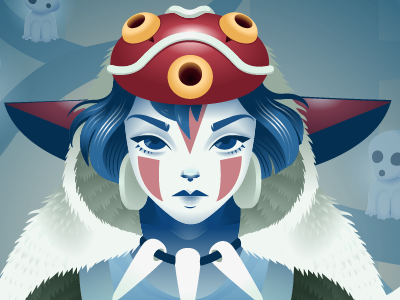 Princess Mononoke anime cinema fanart hayao miyazaki mononoke princess vector wolf