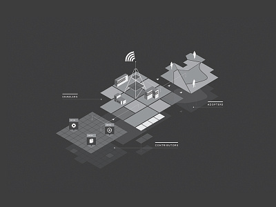 Telecom Network Flow communication coverage flow gray illustration network phone process software telecom vector