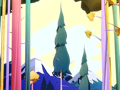 Forest Fun 3d c4d colour design forest leaves low poly mograph mountains texture trees