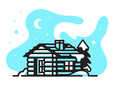 Cabin cabin illustration trees winter