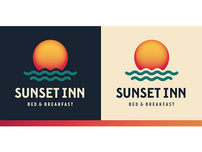 Bed & Breakfast bed and breakfast gradient green bay logo sunset warm waves