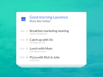 Google Calendar integration concept bot calendar cards chat daily schedule update