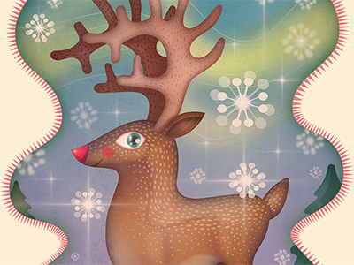 Rudolph, The Red Nosed Reindeer christmas digital illustration rudolph