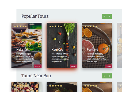 Food tour card hover card food grid sketchapp tour travel uidesign webdesign
