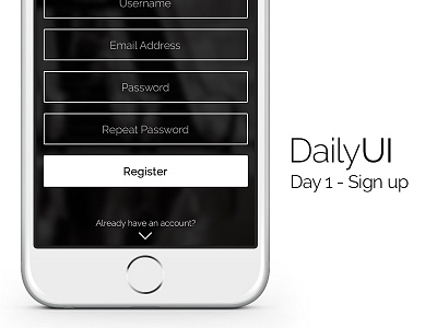 Daily UI Day 1 - Sign Up dailyui signup