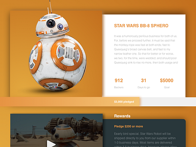 Crowdfunding 032 app bb 8 bb8 card challenge crowdfunding daily dailyui starwars ui