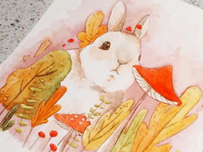 Big Friendly Bunny illustration watercolour