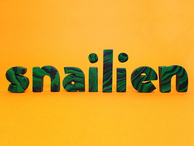 Snailien 3d clay figure hand handmade lettering logo polymer sculpture snail type typography