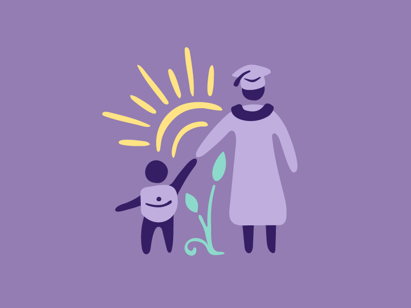 Grow up strong. Keep moving forward. adult child future grow learn logo people