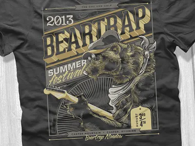 2013 Beartrap Summer Festival T bears illustration music t shirt wyoming