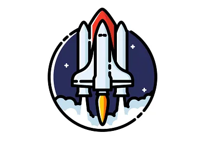 Space Shuttle cartoon flat design icon illustration line icon rocket rocket launch science space space shuttle spaceship start