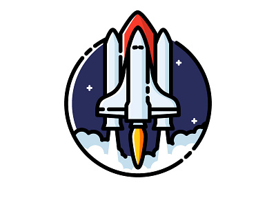 Space Shuttle cartoon flat design icon illustration line icon rocket rocket launch science space space shuttle spaceship start