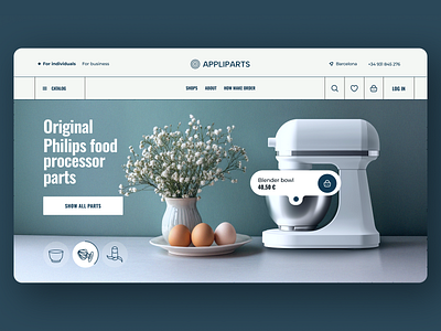 Minimalist online shop for appliance parts appliance parts e commerce marketplace minimal design roduct page shop shopping ui spare parts store tech store ui ux design web design webdesign