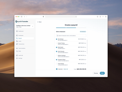 Create Payroll | PaywithTransfer create design ui ui design uiux web app