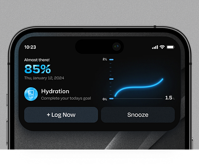 Water Log Notification Alert - View and respond to notifications animation branding chart design goal notification graphic design illustration iphone expanded notification log data logo minimal notification percentage screens snooze typography ui ui design vector water log
