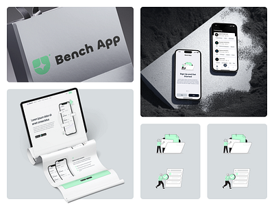 Bench App Mobile UI branding clean illustration ios app landing page light minimal mobile app outsourcing outsourcing app product design ui web design