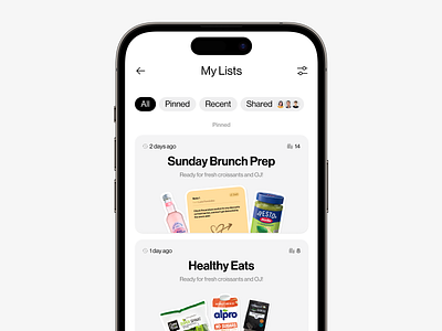 grocery list preview / interaction animation app figma icon interaction ios list microinteraction mockup share stickers tabs ui