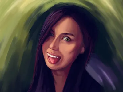 face of a girl face girl grimace illustration portrait tongue