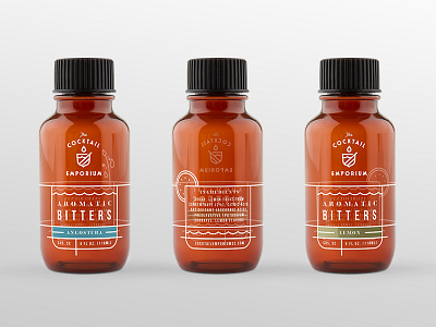 Bitters aromatic bitters bottles branding cocktail emporium lemon line work medicine bottle packaging