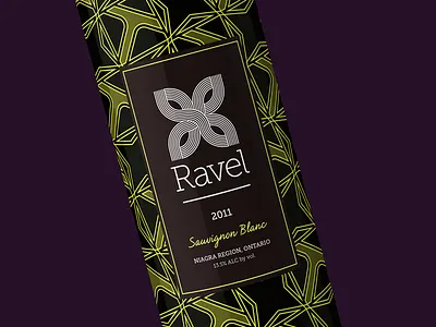 Ravel Wines - Sauvignon Blanc bottle brand branding color colour core identity logo luxury pattern visual wine