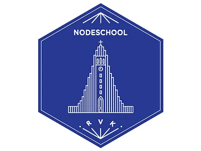 Nodeschool, Reykjavík badge hallsgrimskirkja hexagon nodeschool reykjavik sticker