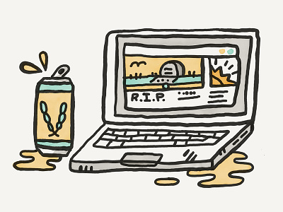 Live Stream My Funeral - Shirt illustration beer funeral illustration laptop live stream rip t shirt