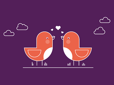 Love birds birds character colour cute line shape vector