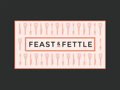 Feast & Fettle business card branding business card catering fork knife pattern utensils whisk