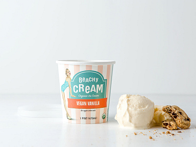 Beachy Cream Ice Cream Pint Packaging beach branding dessert food packaging frozen ice cream organic package packaging design pint pinup vintage