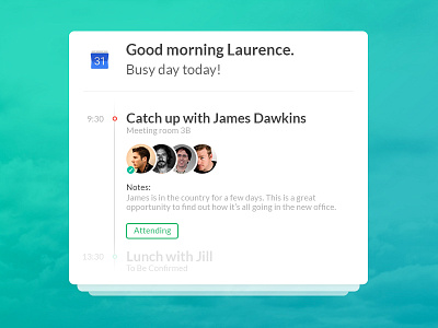 Google Calendar integration concept bot calendar cards chat daily schedule update