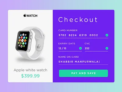 Checkout Experience applewatch checkout form green purple ui ux web