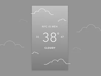Meh, it’s cloudy in NYC. app cloud concept design flat graphic grey interface ios minimal ui weather