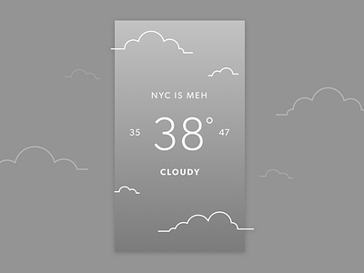 Meh, it’s cloudy in NYC. app cloud concept design flat graphic grey interface ios minimal ui weather